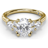 Cluster Engagement Ring Setting with Pear and Round Diamond Side Stones - 0.39 Carat Total Side Stone Weight by Fana