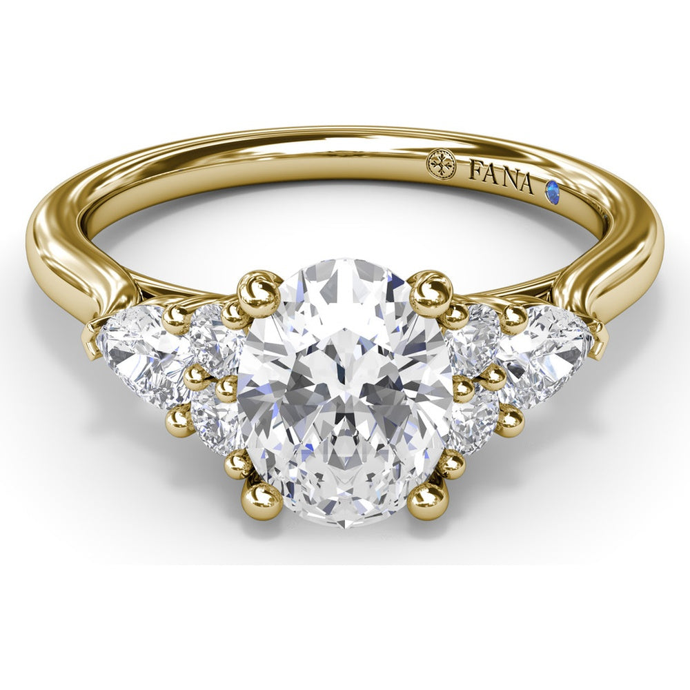 Cluster Engagement Ring Setting with Pear and Round Diamond Side Stones - 0.39 Carat Total Side Stone Weight by Fana