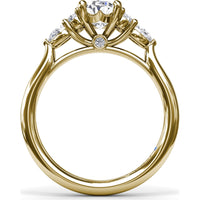 Cluster Engagement Ring Setting with Pear and Round Diamond Side Stones - 0.39 Carat Total Side Stone Weight by Fana