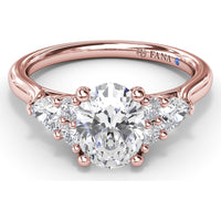 Cluster Engagement Ring Setting with Pear and Round Diamond Side Stones - 0.39 Carat Total Side Stone Weight by Fana