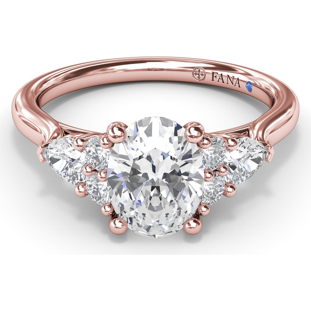 Cluster Engagement Ring Setting with Pear and Round Diamond Side Stones - 0.39 Carat Total Side Stone Weight by Fana