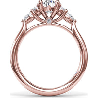 Cluster Engagement Ring Setting with Pear and Round Diamond Side Stones - 0.39 Carat Total Side Stone Weight by Fana