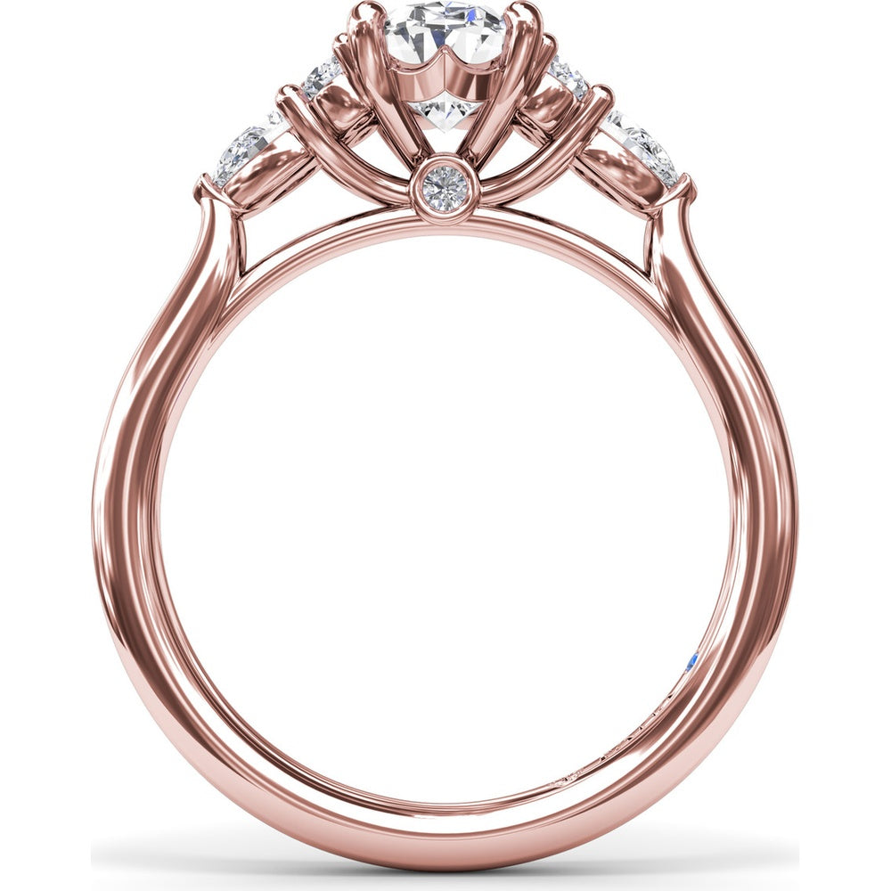 Cluster Engagement Ring Setting with Pear and Round Diamond Side Stones - 0.39 Carat Total Side Stone Weight by Fana