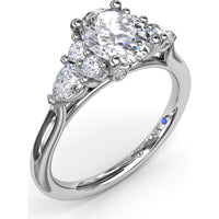 Cluster Engagement Ring Setting with Pear and Round Diamond Side Stones - 0.39 Carat Total Side Stone Weight by Fana