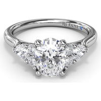 Cluster Engagement Ring Setting with Pear and Round Diamond Side Stones - 0.39 Carat Total Side Stone Weight by Fana