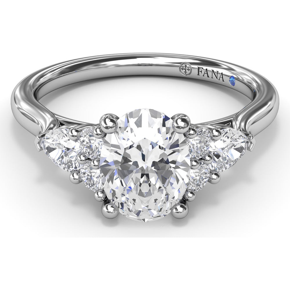 Cluster Engagement Ring Setting with Pear and Round Diamond Side Stones - 0.39 Carat Total Side Stone Weight by Fana