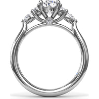 Cluster Engagement Ring Setting with Pear and Round Diamond Side Stones - 0.39 Carat Total Side Stone Weight by Fana
