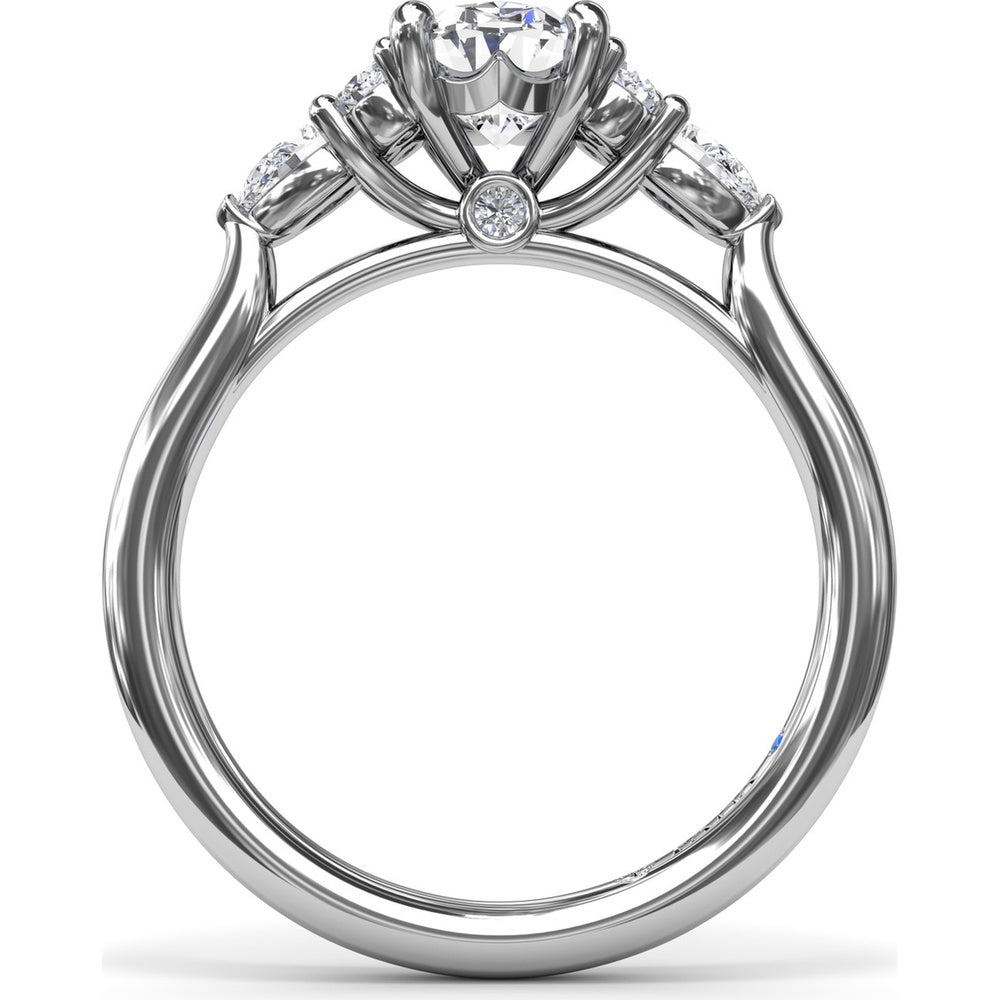 Cluster Engagement Ring Setting with Pear and Round Diamond Side Stones - 0.39 Carat Total Side Stone Weight by Fana
