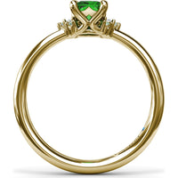 Cluster Ring with Emerald Cut Emerald and Diamond Side Clusters by Fana - 0.61 Carat Total Gemstone Weight