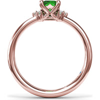 Cluster Ring with Emerald Cut Emerald and Diamond Side Clusters by Fana - 0.61 Carat Total Gemstone Weight
