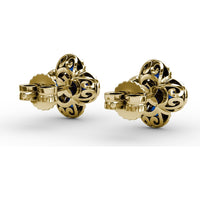 Cluster Stud Earrings with Pavé Diamond Halos and Round Sapphires by Fana - 1.47 Carat Total Gemstone Weight
