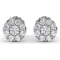 Cluster Stud Earrings with Prong Set Round Diamonds by Fana - 0.84 Carat Total Diamond Weight