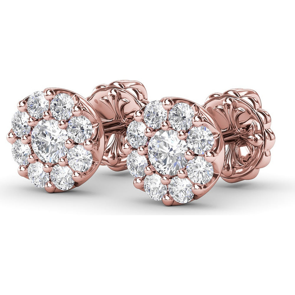 Cluster Stud Earrings with Prong Set Round Diamonds by Fana - 0.84 Carat Total Diamond Weight