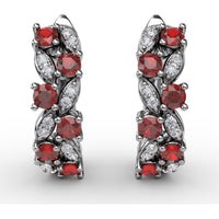 Clustered Ruby and Diamond Vintage-Inspired Earrings by Fana - 1.00 Carat Total Gemstone Weight