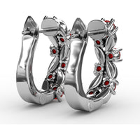 Clustered Ruby and Diamond Vintage-Inspired Earrings by Fana - 1.00 Carat Total Gemstone Weight