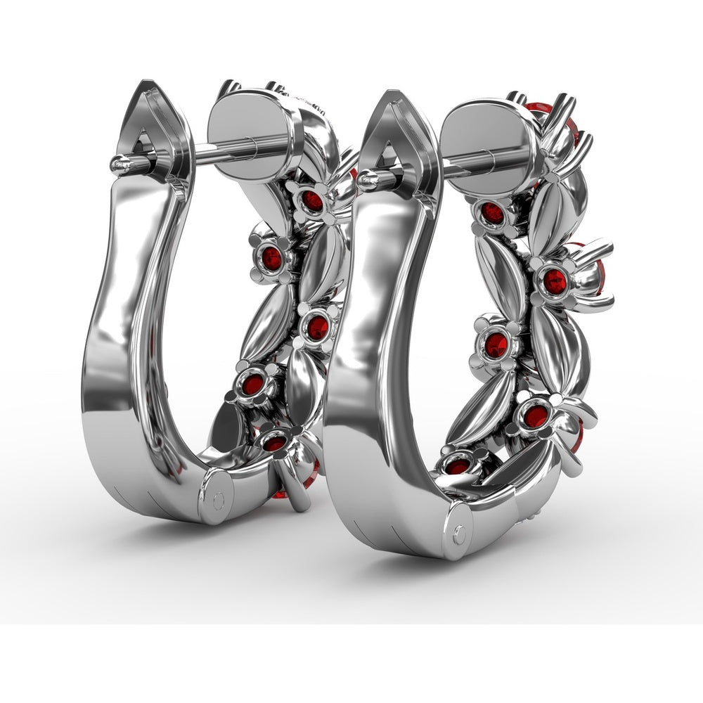 Clustered Ruby and Diamond Vintage-Inspired Earrings by Fana - 1.00 Carat Total Gemstone Weight