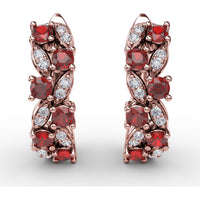 Clustered Ruby and Diamond Vintage-Inspired Earrings by Fana - 1.00 Carat Total Gemstone Weight