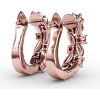Clustered Ruby and Diamond Vintage-Inspired Earrings by Fana - 1.00 Carat Total Gemstone Weight