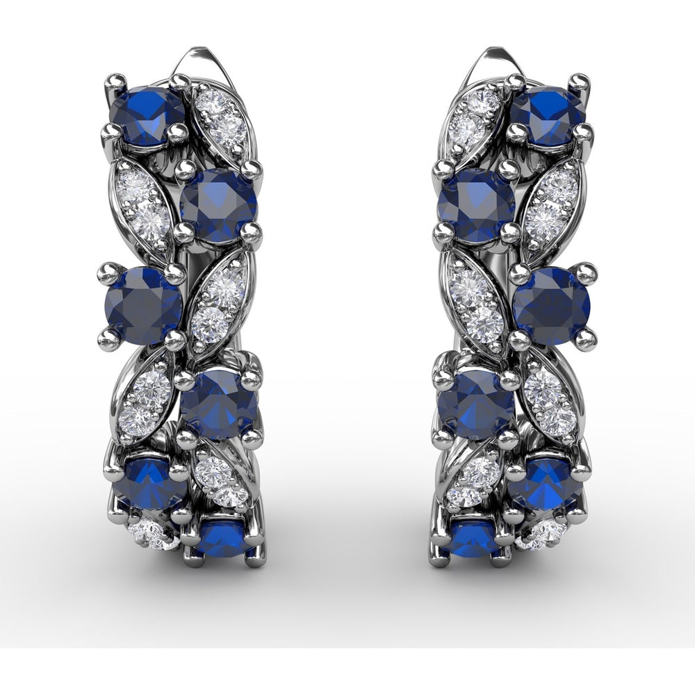 Clustered Sapphire and Diamond Openwork Drop Earrings by Fana - 1.00 Carat Total Gemstone Weight