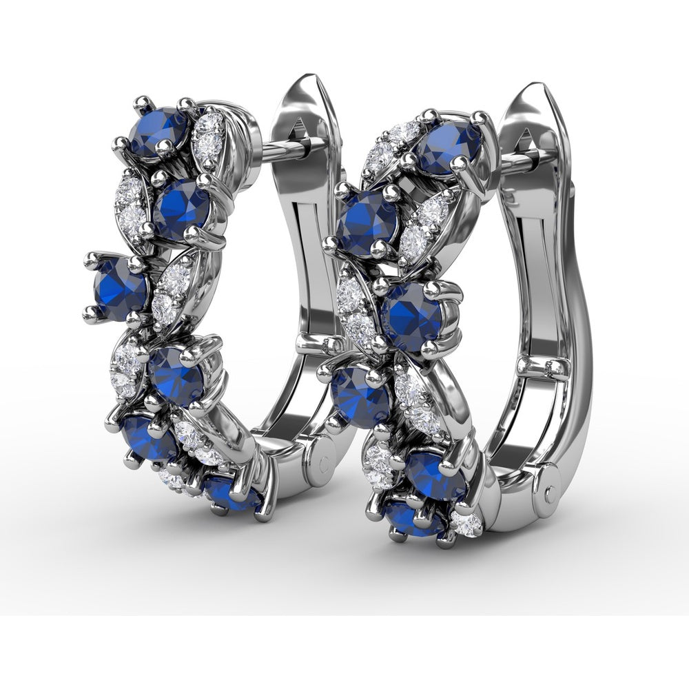 Clustered Sapphire and Diamond Openwork Drop Earrings by Fana - 1.00 Carat Total Gemstone Weight