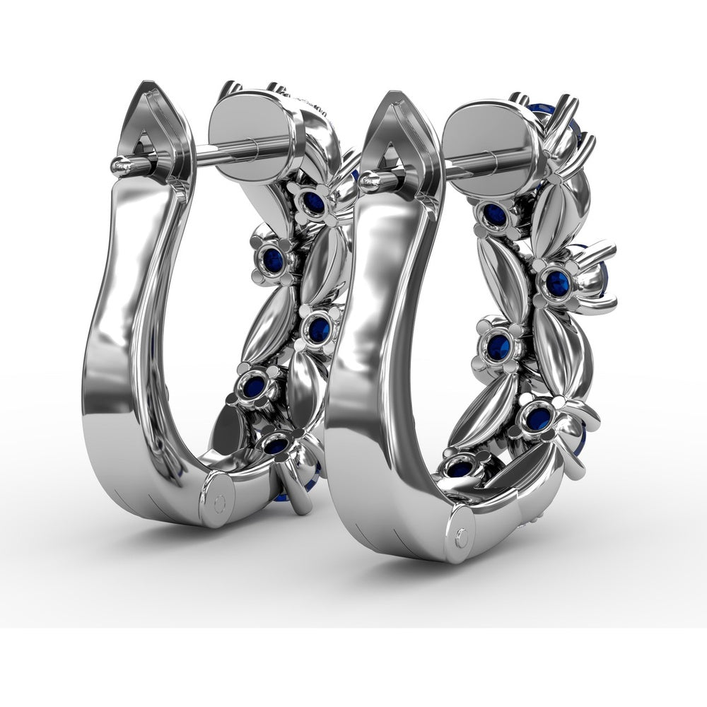 Clustered Sapphire and Diamond Openwork Drop Earrings by Fana - 1.00 Carat Total Gemstone Weight