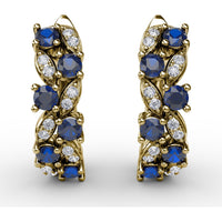 Clustered Sapphire and Diamond Openwork Drop Earrings by Fana - 1.00 Carat Total Gemstone Weight