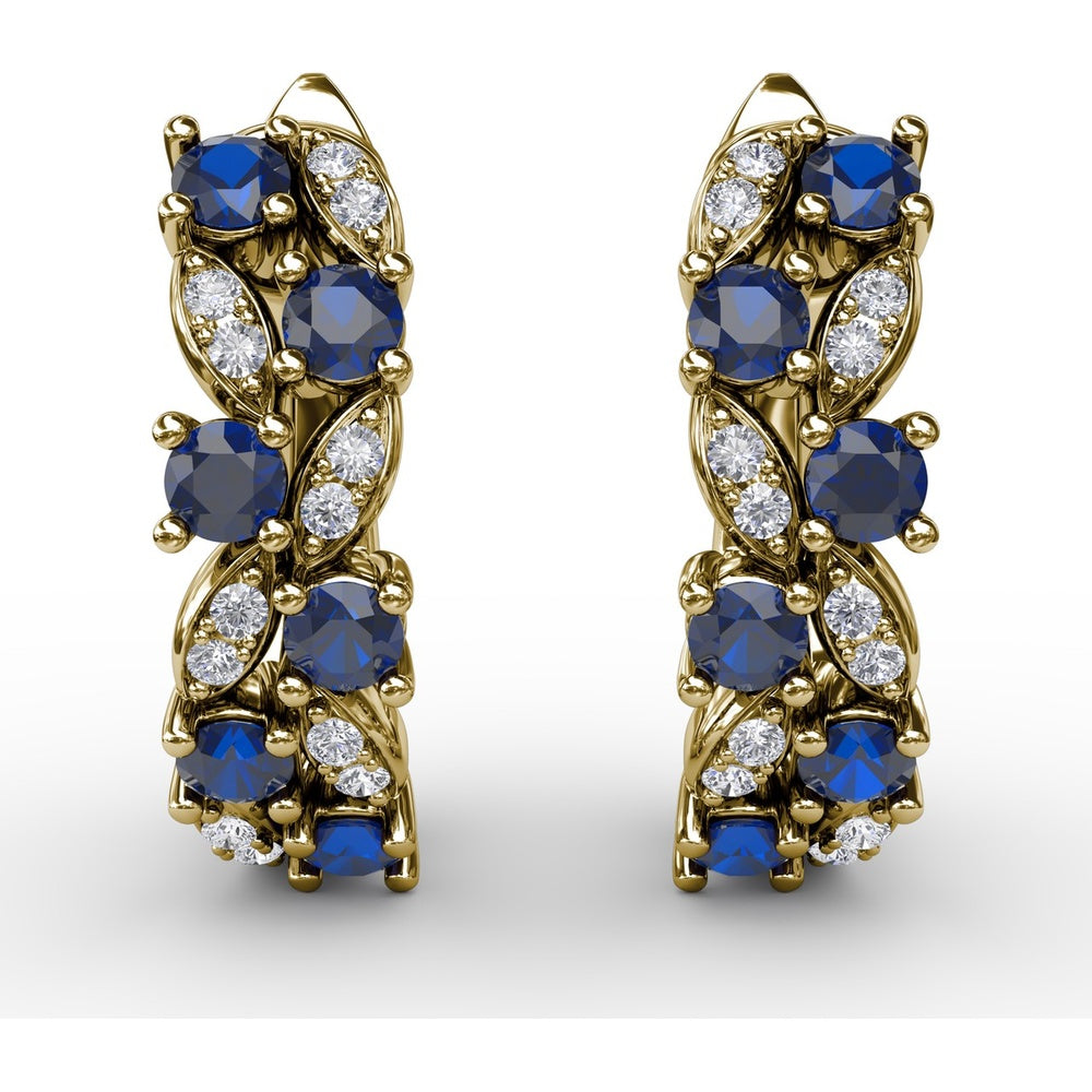 Clustered Sapphire and Diamond Openwork Drop Earrings by Fana - 1.00 Carat Total Gemstone Weight