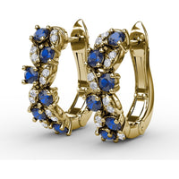 Clustered Sapphire and Diamond Openwork Drop Earrings by Fana - 1.00 Carat Total Gemstone Weight