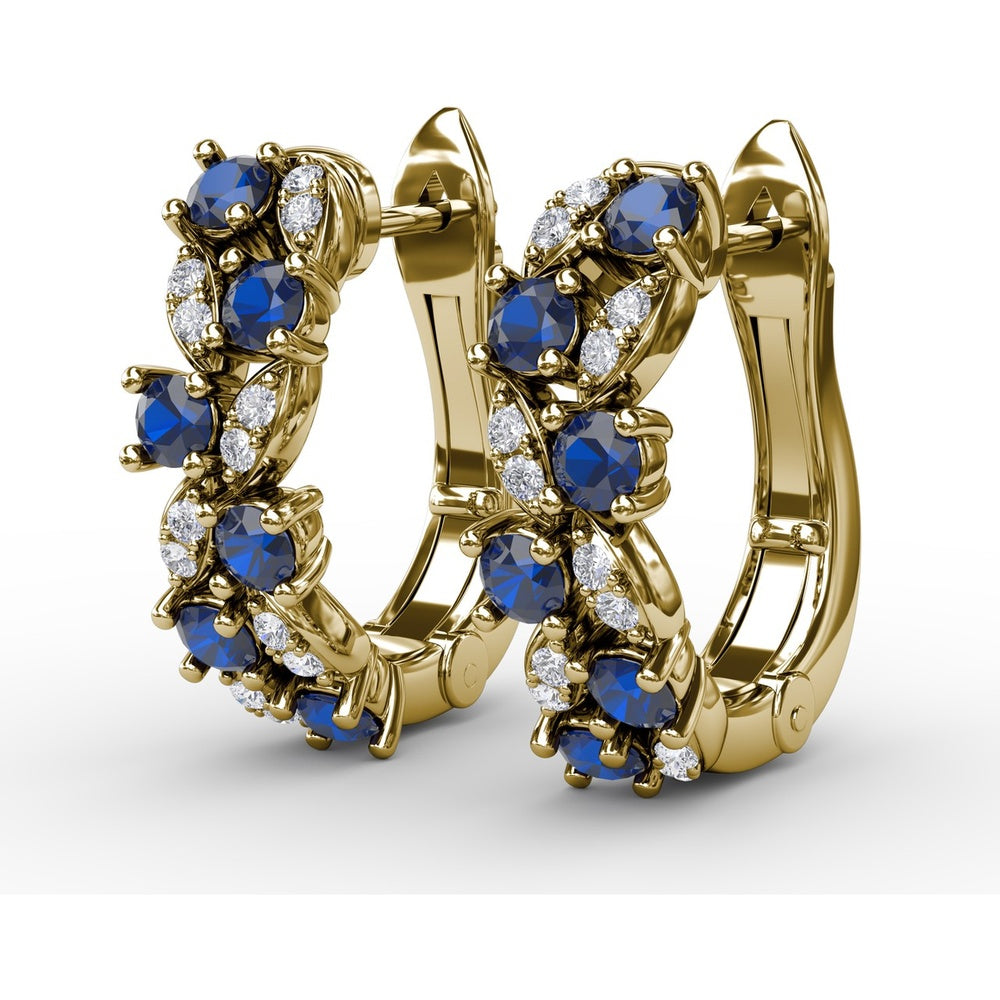 Clustered Sapphire and Diamond Openwork Drop Earrings by Fana - 1.00 Carat Total Gemstone Weight