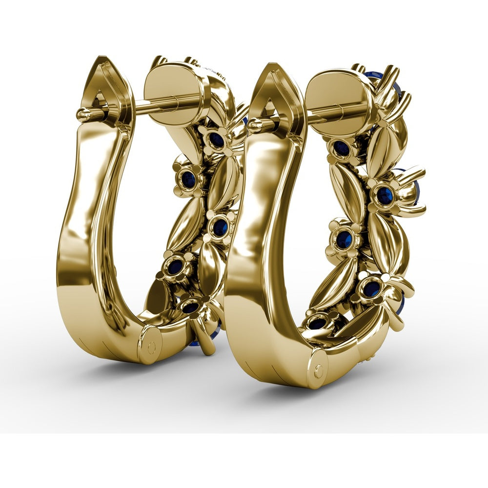 Clustered Sapphire and Diamond Openwork Drop Earrings by Fana - 1.00 Carat Total Gemstone Weight