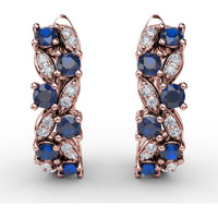 Clustered Sapphire and Diamond Openwork Drop Earrings by Fana - 1.00 Carat Total Gemstone Weight