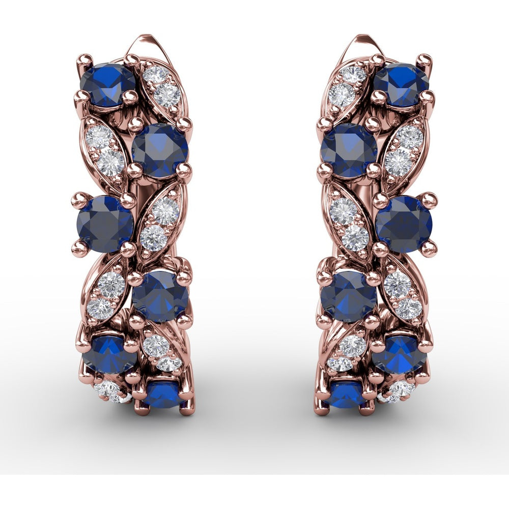 Clustered Sapphire and Diamond Openwork Drop Earrings by Fana - 1.00 Carat Total Gemstone Weight