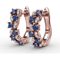 Clustered Sapphire and Diamond Openwork Drop Earrings by Fana - 1.00 Carat Total Gemstone Weight