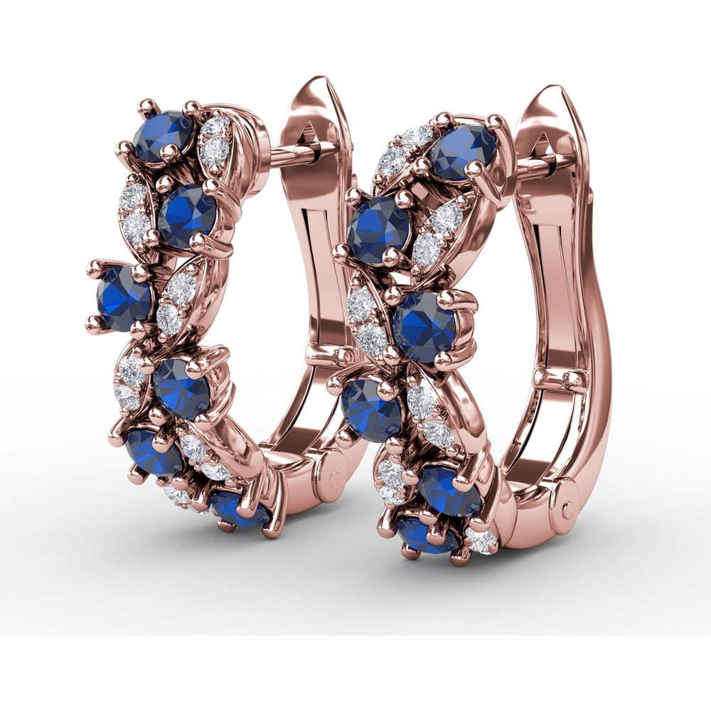 Clustered Sapphire and Diamond Openwork Drop Earrings by Fana - 1.00 Carat Total Gemstone Weight