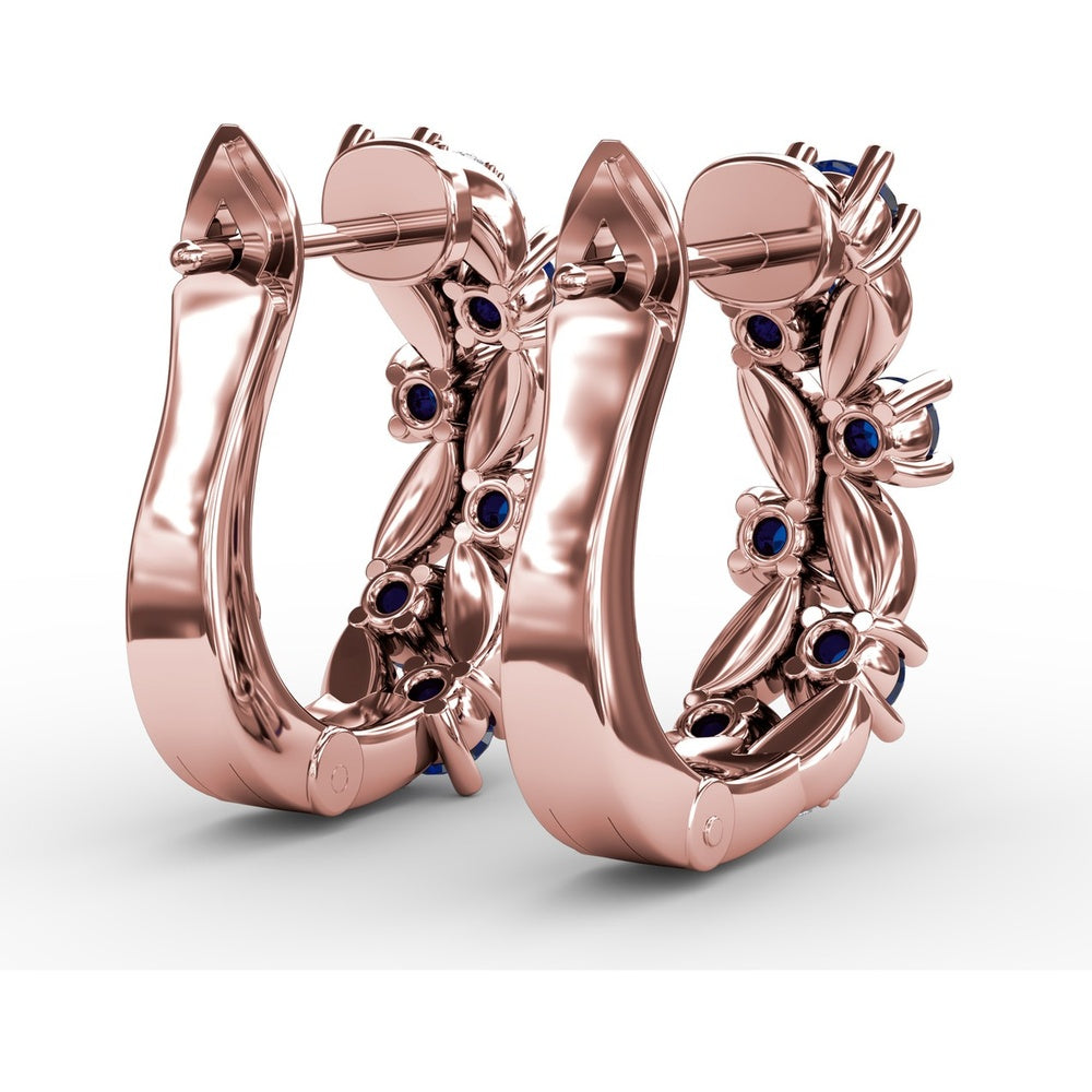 Clustered Sapphire and Diamond Openwork Drop Earrings by Fana - 1.00 Carat Total Gemstone Weight