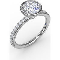 Contemporary Bezel-Set Engagement Ring Setting with Diamond Pavé Band by Fana - 0.27 Carat Total Diamond Weight