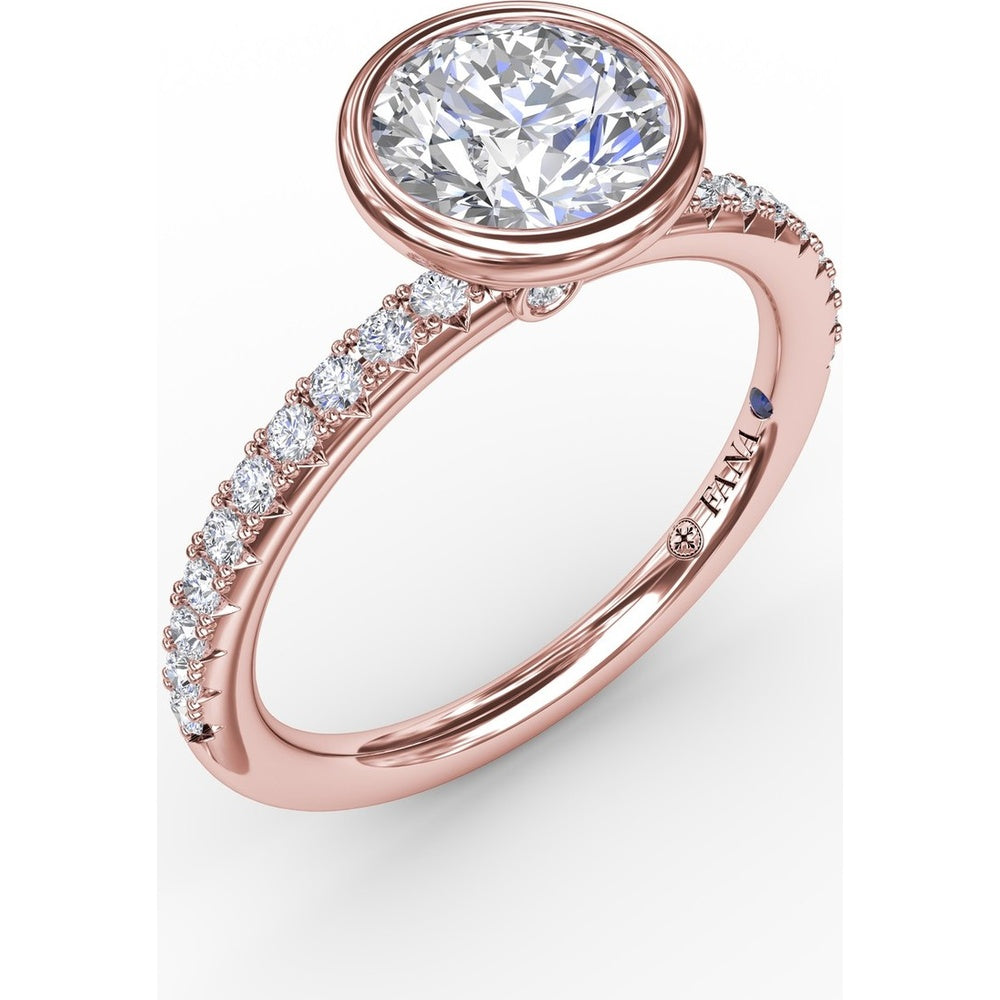 Contemporary Bezel-Set Engagement Ring Setting with Diamond Pavé Band by Fana - 0.27 Carat Total Diamond Weight