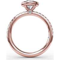 Contemporary Bezel-Set Engagement Ring Setting with Diamond Pavé Band by Fana - 0.27 Carat Total Diamond Weight