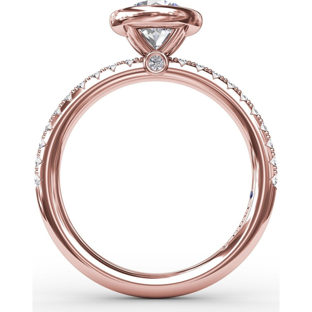 Contemporary Bezel-Set Engagement Ring Setting with Diamond Pavé Band by Fana - 0.27 Carat Total Diamond Weight