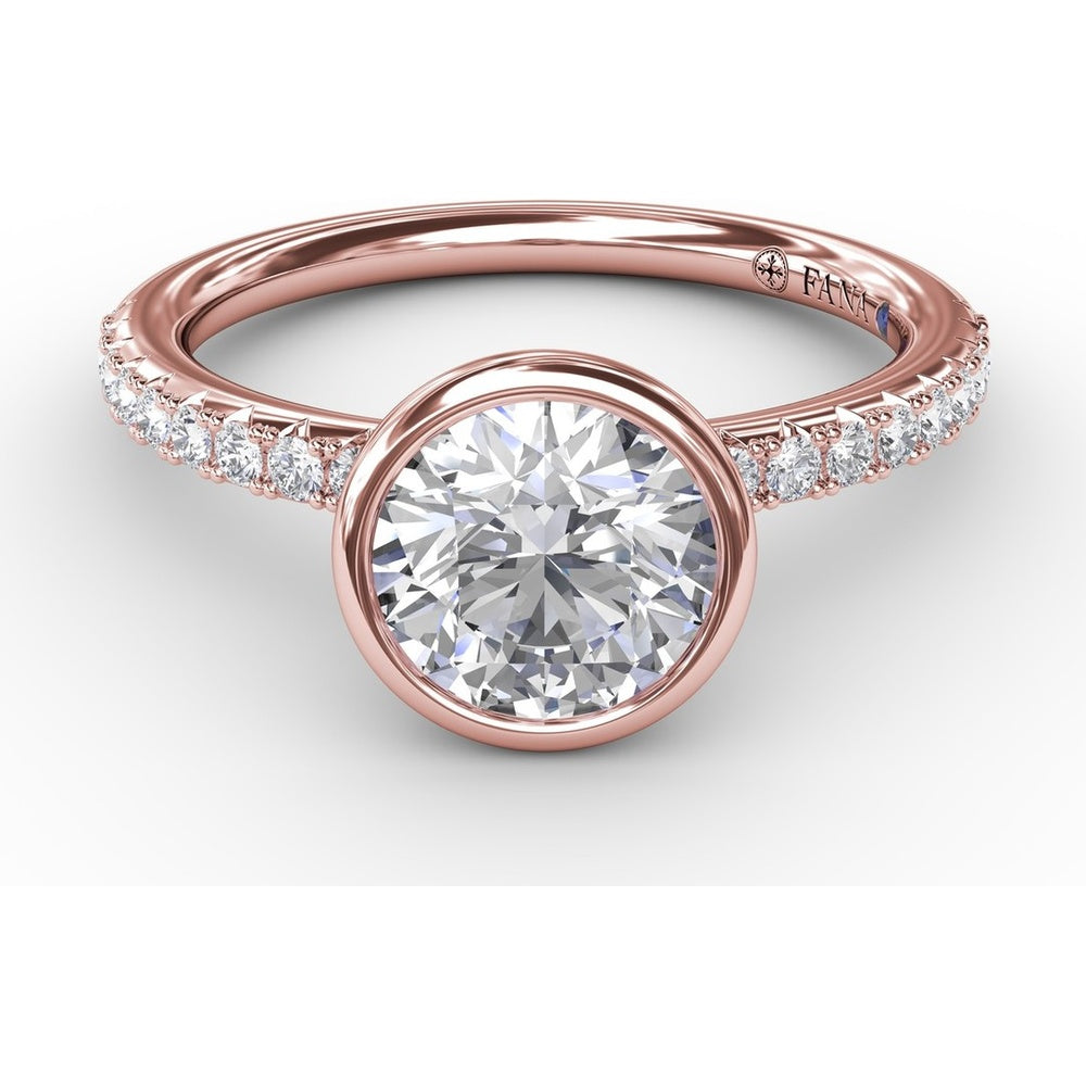 Contemporary Bezel-Set Engagement Ring Setting with Diamond Pavé Band by Fana - 0.27 Carat Total Diamond Weight