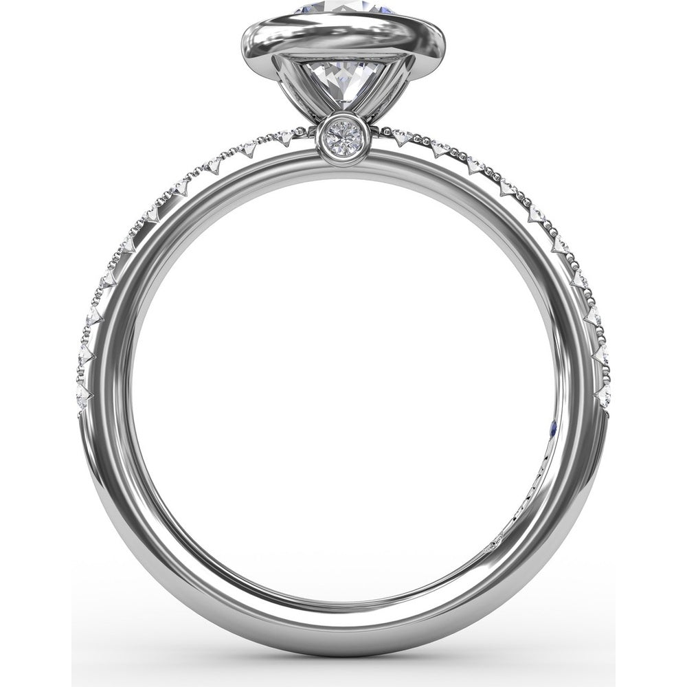 Contemporary Bezel-Set Engagement Ring Setting with Diamond Pavé Band by Fana - 0.27 Carat Total Diamond Weight