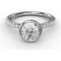 Contemporary Bezel-Set Engagement Ring Setting with Diamond Pavé Band by Fana - 0.27 Carat Total Diamond Weight