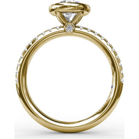 Contemporary Bezel-Set Engagement Ring Setting with Diamond Pavé Band by Fana - 0.27 Carat Total Diamond Weight