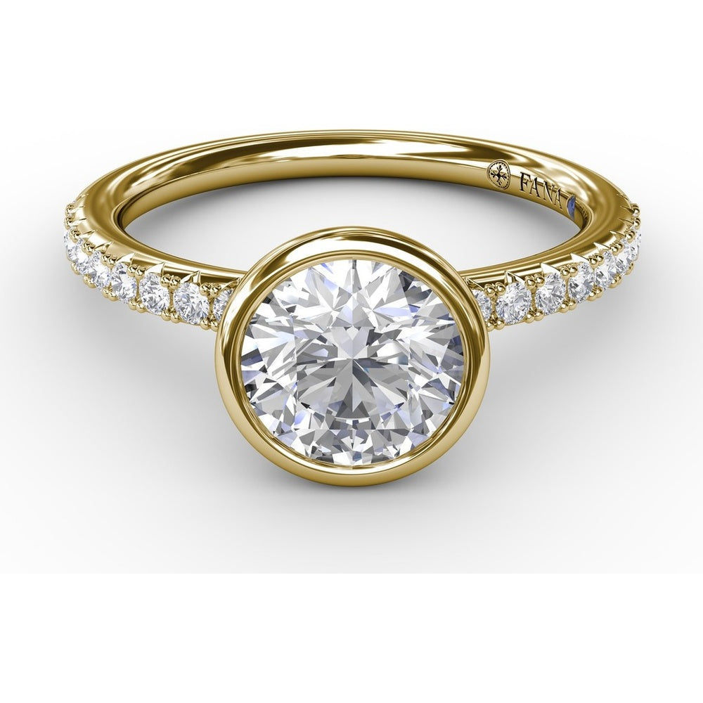 Contemporary Bezel-Set Engagement Ring Setting with Diamond Pavé Band by Fana - 0.27 Carat Total Diamond Weight