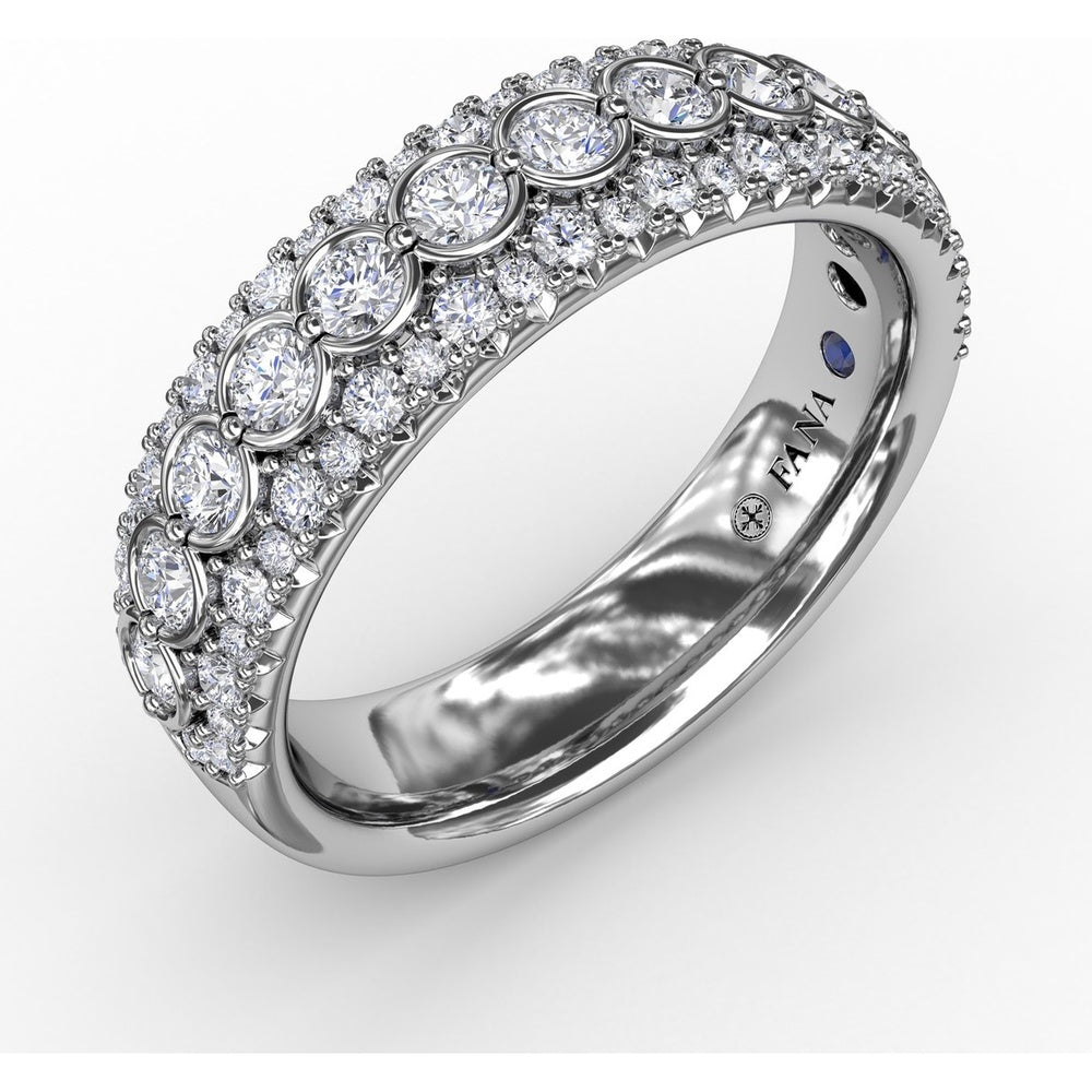 Contemporary Diamond Band with Bezel and Pavé Set Round Diamonds by Fana - 0.86 Carat Total Diamond Weight