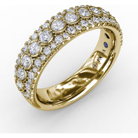 Contemporary Diamond Band with Bezel and Pavé Set Round Diamonds by Fana - 0.86 Carat Total Diamond Weight