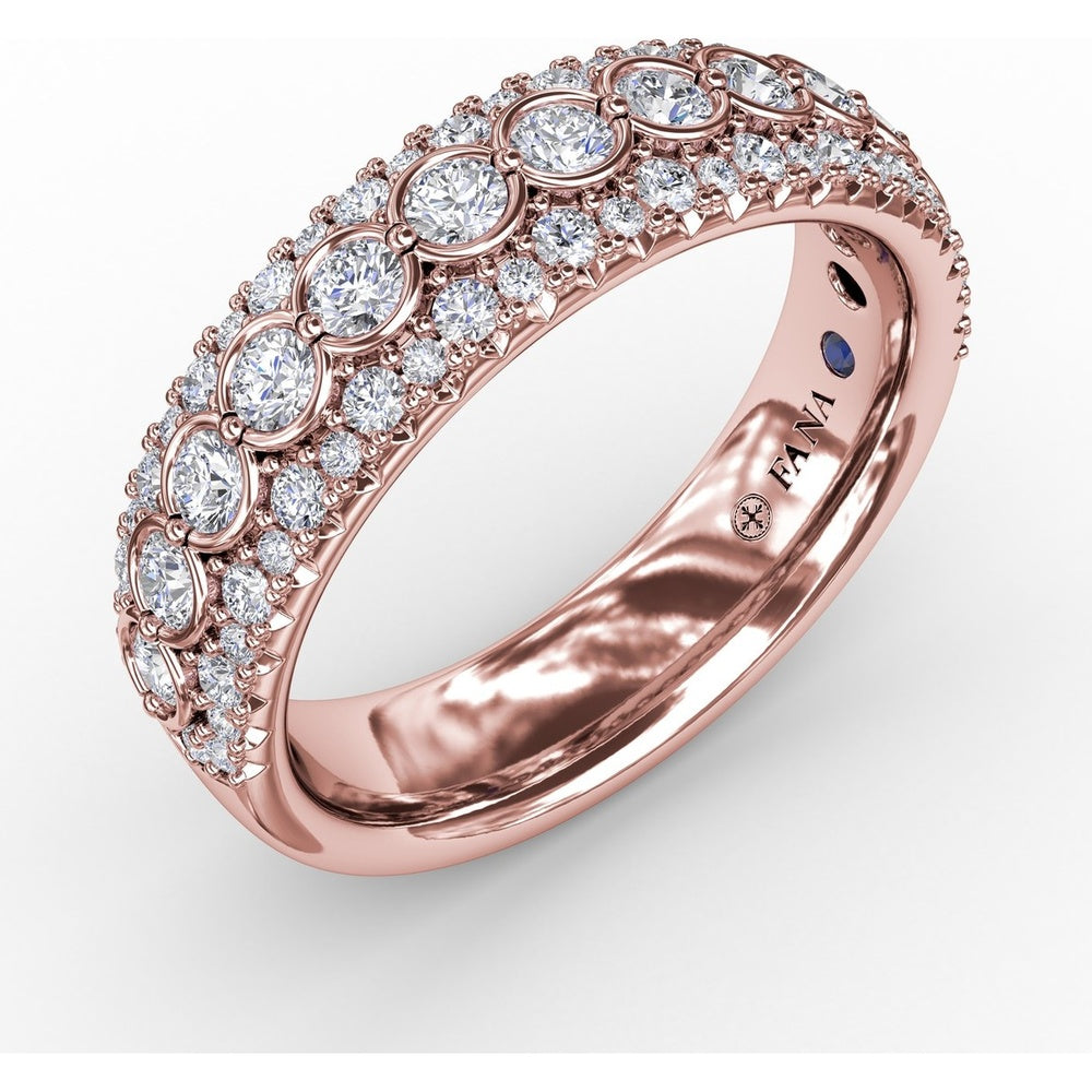 Contemporary Diamond Band with Bezel and Pavé Set Round Diamonds by Fana - 0.86 Carat Total Diamond Weight