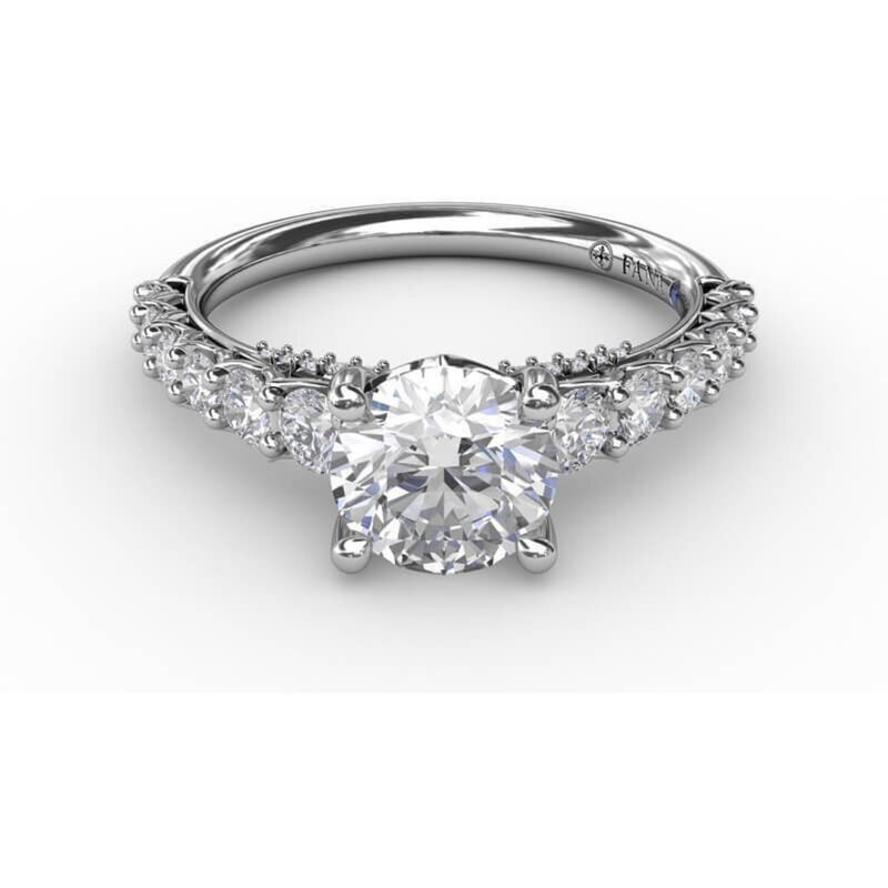 Fana Contemporary Diamond Solitaire Engagement Ring With Openwork Diamond Band