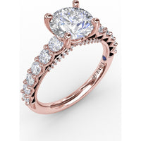 Contemporary Engagement Ring Setting with Openwork Diamond Band and Pavé Chevron Gallery by Fana - 0.82 Carat Total Diamond Weight