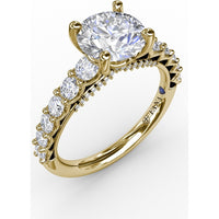 Contemporary Engagement Ring Setting with Openwork Diamond Band and Pavé Chevron Gallery by Fana - 0.82 Carat Total Diamond Weight